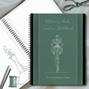 Forest Green Haute Couture Fashion Sketchbook Notebook