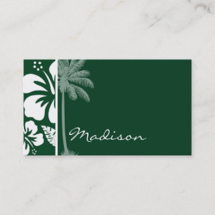Forest Green Hawaiian Tropical Hibiscus; Palm Business Card