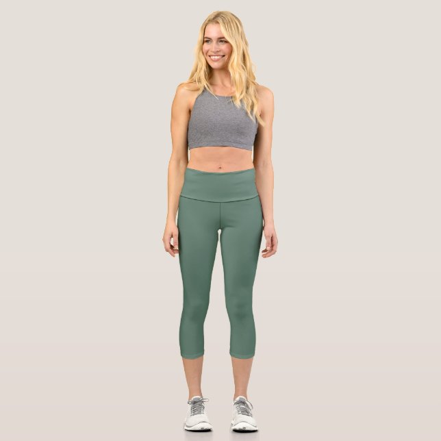 Forest Green High Waisted Yoga Capris (Front)