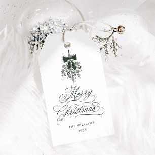 Forest Green Holly Berry Bouquet Merry Christmas Gift Tags