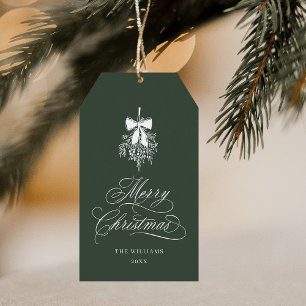 Forest Green Holly Berry Bouquet Merry Christmas Gift Tags