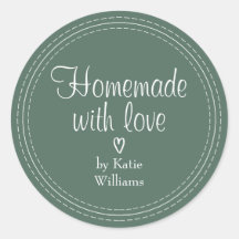 Forest Green Homemade With Love Personalised Name