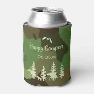 Forest green hunters camouflage and wildlife print can cooler