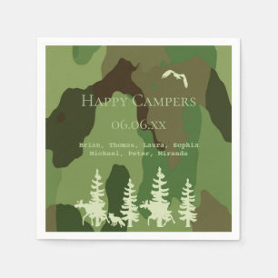 Forest green hunters camouflage wildlife campers napkin