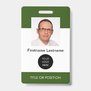 Forest Green ID Photo Name Badge