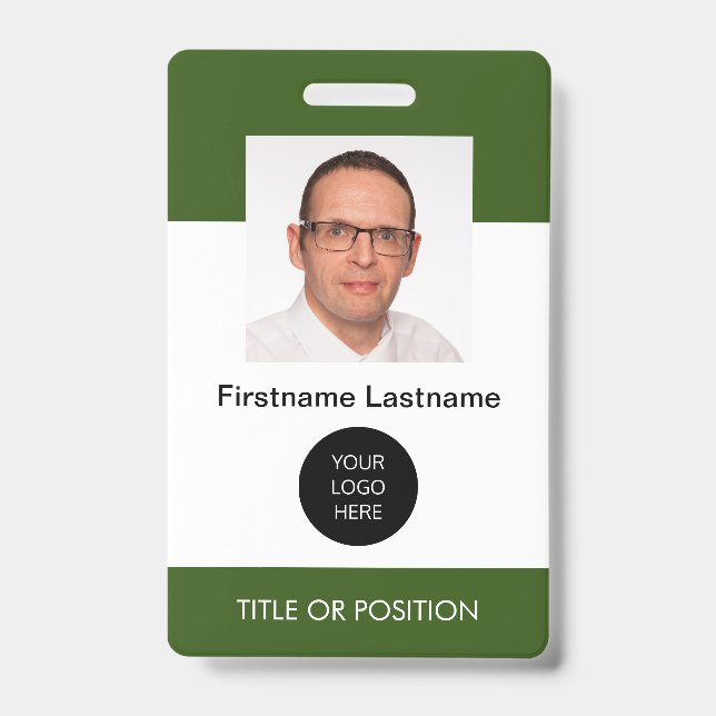 Forest Green ID Photo Name Badge (Front)