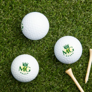 Forest Green Initials Stars Crown 50 Birthday Golf Balls