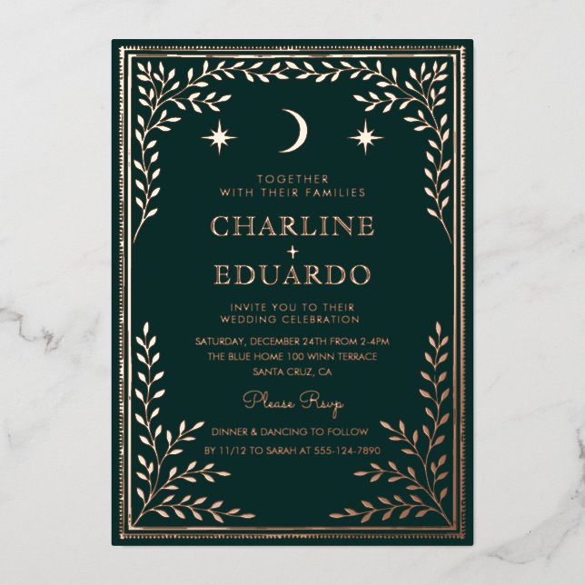 Forest Green  Ivy Ornament  Wedding  Invitation (Front)