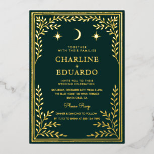 Forest Green  Ivy Ornament  Wedding  Invitation