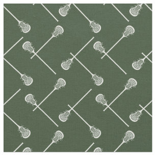 Forest Green Lacrosse White Sticks Patterned Fabric