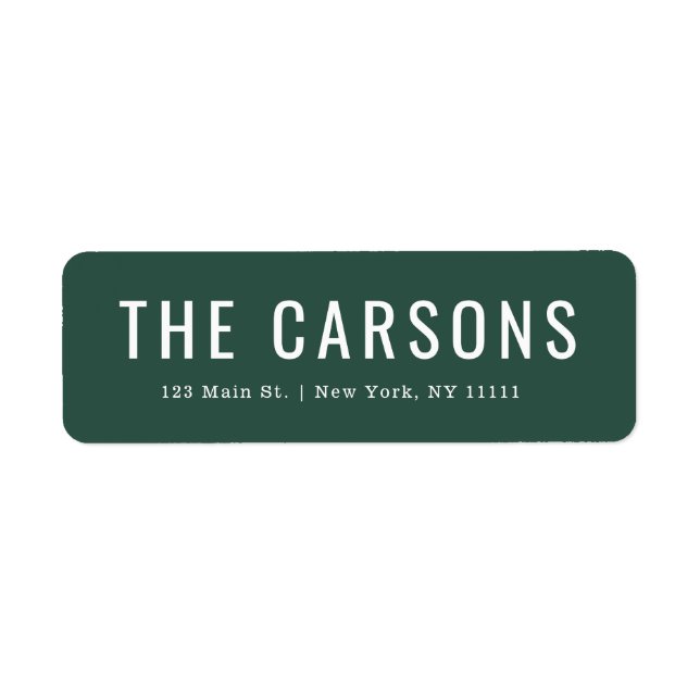 Forest Green Large Lettering Return Address Label (Front)