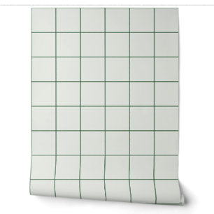 Forest Green Large Windowpane Check Wallpaper