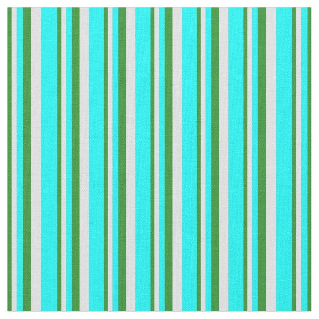 Forest Green, Lavender, and Cyan Coloured Lines Fabric (Close Up)