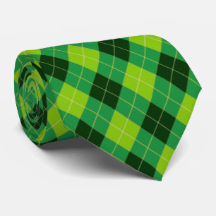 Forest Green, Lime Green, and Black Argyle Tie