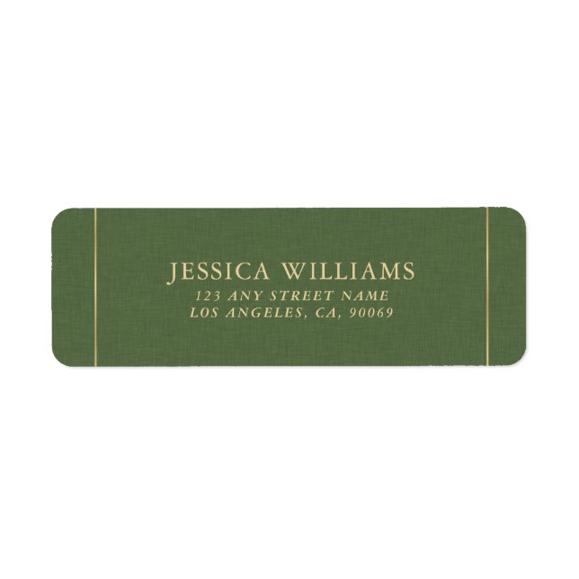 Forest Green Linen Texture Image Gold frame (Front)