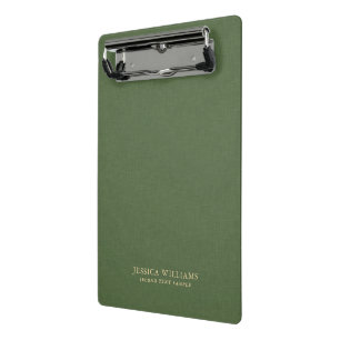Forest Green Linen Texture Image Gold frame Mini Clipboard