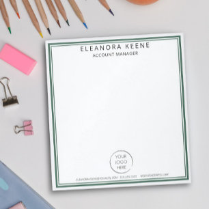 Forest Green Logo, Name, and Contact Info Business Notepad