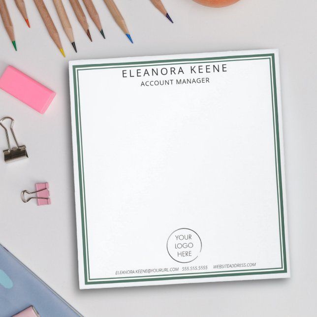 Forest Green Logo, Name, and Contact Info Business Notepad (Creator Uploaded)