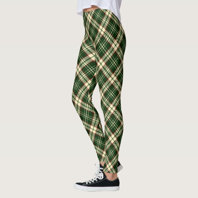 Forest Green Madras Plaid Leggings (Left)