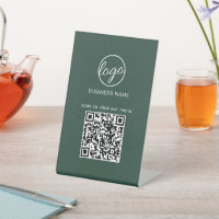 Forest Green Menu Restaurant Business Logo QR code