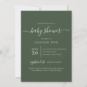 Forest Green Minimalist Baby Shower Invitation