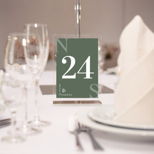Forest Green Minimalist & Elegant Bold Initials Table Number
