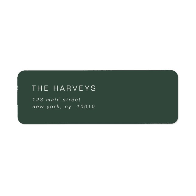 Forest Green Minimalist Return Address Label (Front)