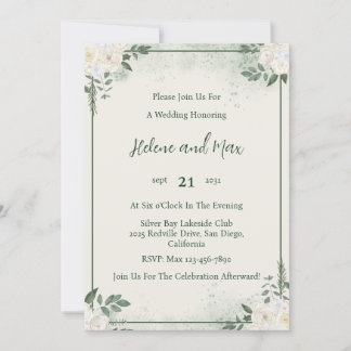 Forest Green Minimalist Wedding Invitation