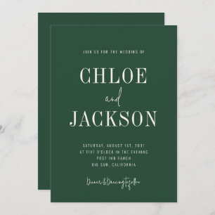 Forest Green Modern Bold Custom QR Code Wedding Invitation