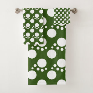 Forest Green: Modern Dots in White Bath Towel Set