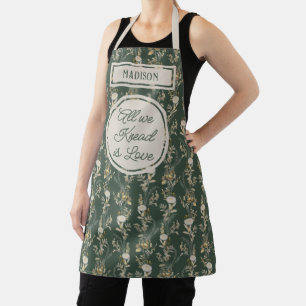 Forest Green Modern Name Holiday Apron