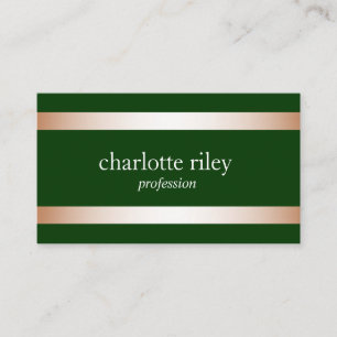 Forest Green   Modern Rose Gold Stripes Stylish Business Card