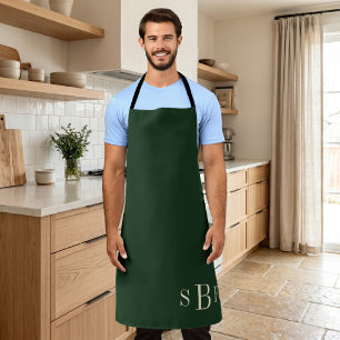 Forest Green Monogram Chef Apron