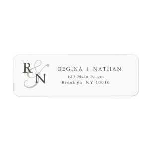 Forest Green Monogram Couples Return Address Label