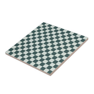 Forest green moss chequerboard pattern tile