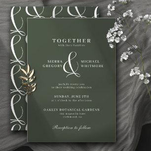 Forest Green Moss   Elegant Modern Vintage Wedding Invitation