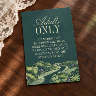 Forest Green Mountain Adults Only Wedding Enclosure Card