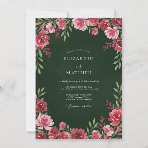 Forest Green Opulent Botanical Wedding Invitation