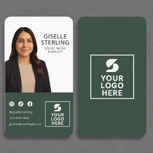 Forest Green Photo Logo Portrait Modern Business Card