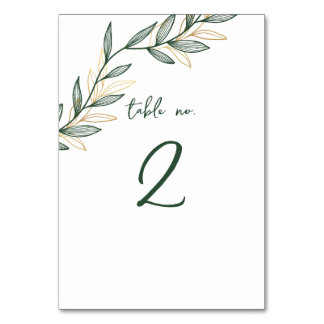 Forest Green Pink Leaf Table Number Card 2