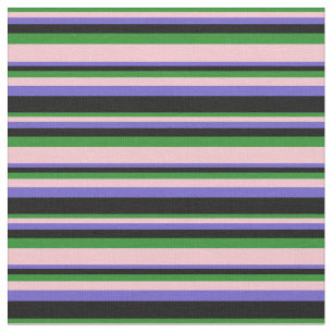 Forest Green, Pink, Slate Blue & Black Coloured Fabric