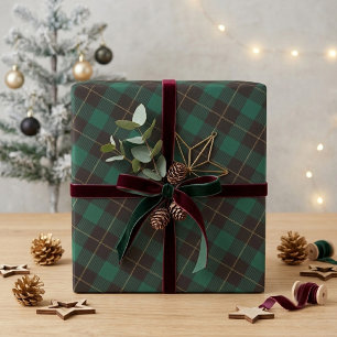 Forest Green Plaid Modern Scottish Tartan Pattern Wrapping Paper