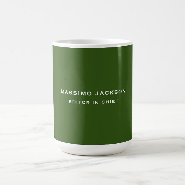 Forest Green Plain Elegant Minimalist Simple Chic Coffee Mug (Center)