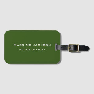 Forest Green Plain Elegant Minimalist Simple Chic Luggage Tag