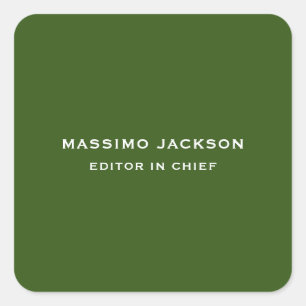 Forest Green Plain Elegant Minimalist Simple Chic Square Sticker