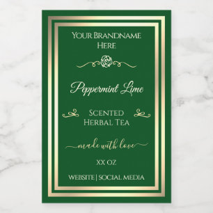 Forest Green Product Label Gold Frame Vintage Rose