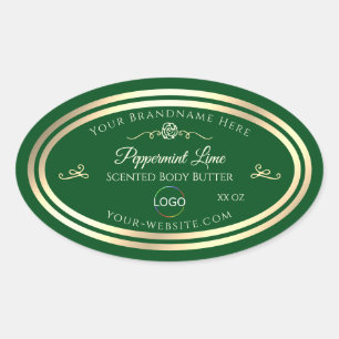 Forest Green Product Label Gold Frame with Logo