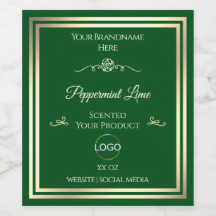 Forest Green Product Label Gold Frame with Logo