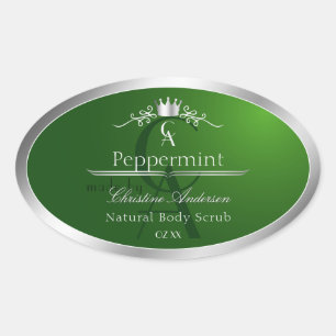 Forest Green Product Label Silver Frame Monogram