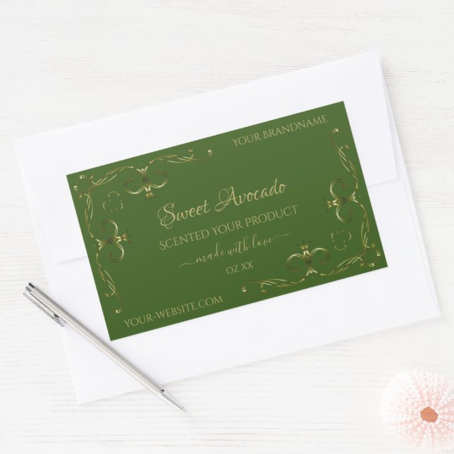 Forest Green Product Labels Gold Ornaments Corners (Envelope)